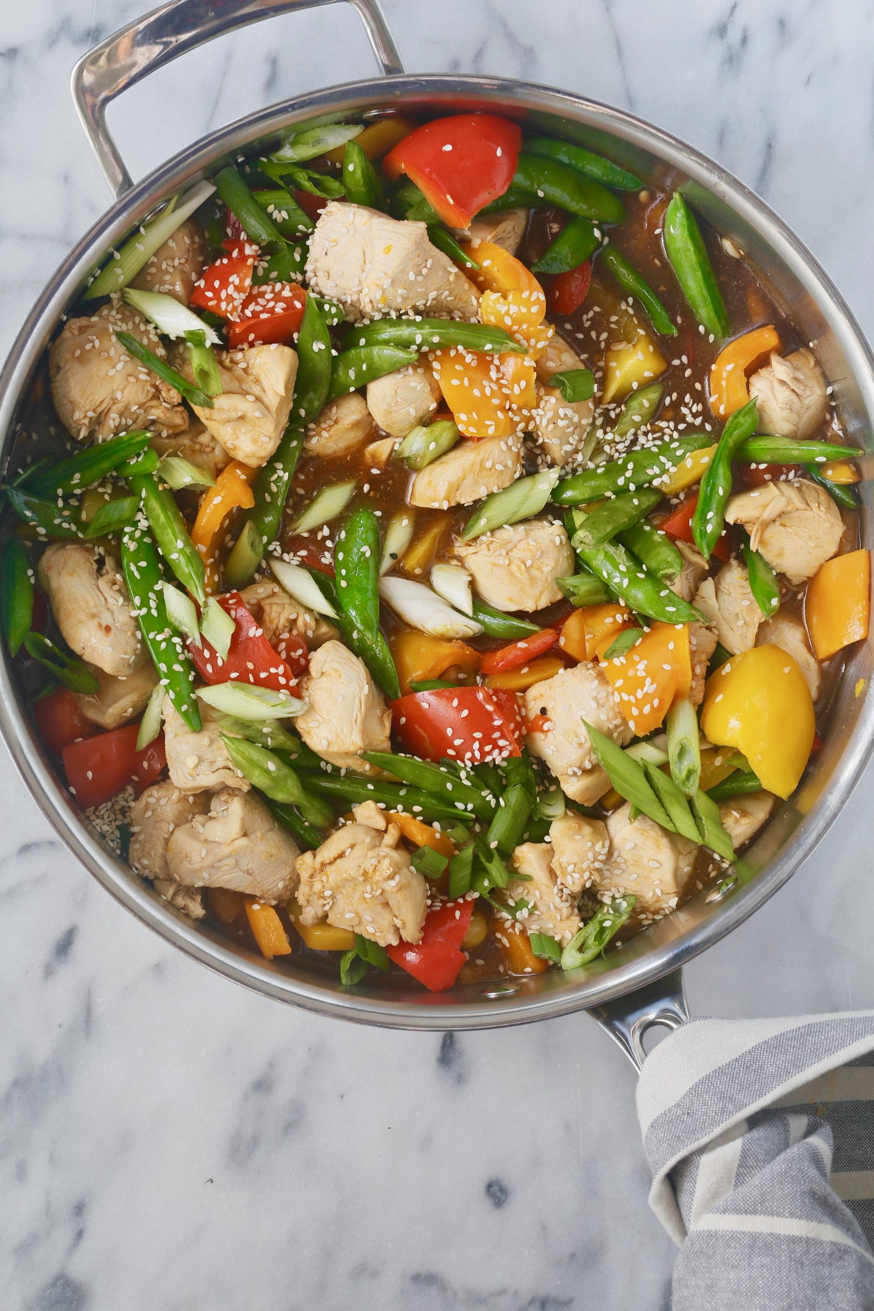 Chicken Stir-Fry with Snow Peas and Mixed Bell Peppers - Eat Good 4 Life